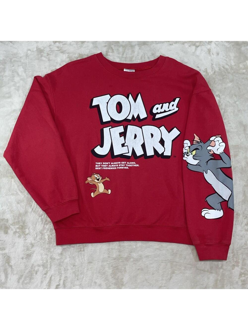 TOM AND JERRY Red Sweatshirt Sweater Size Large XL (15-17) Turner Entertainment